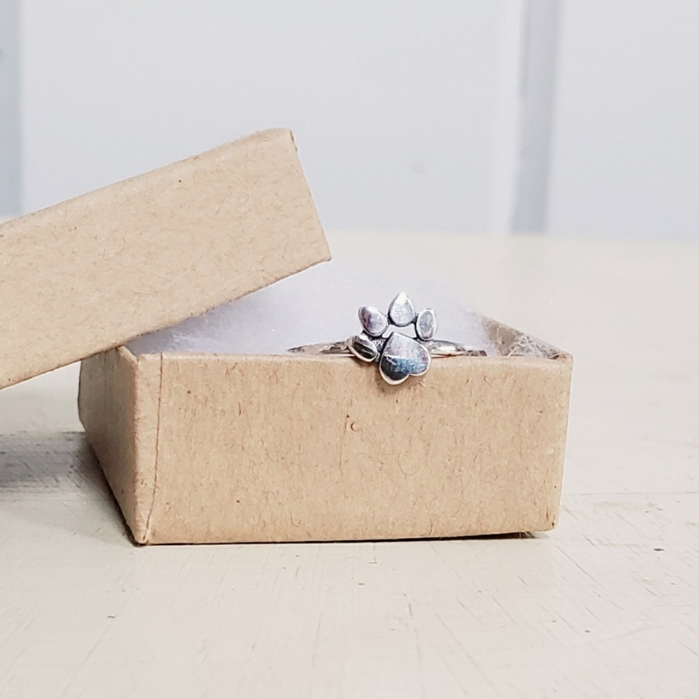 New Sterling Silver Paw Print Ring Sizes 7 & 8.25